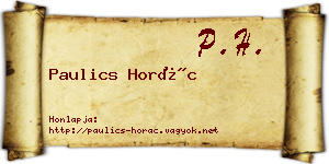 Paulics Horác névjegykártya